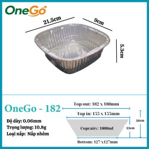 Hộp Nhôm Thực Phẩm 1000ml (Vuông)