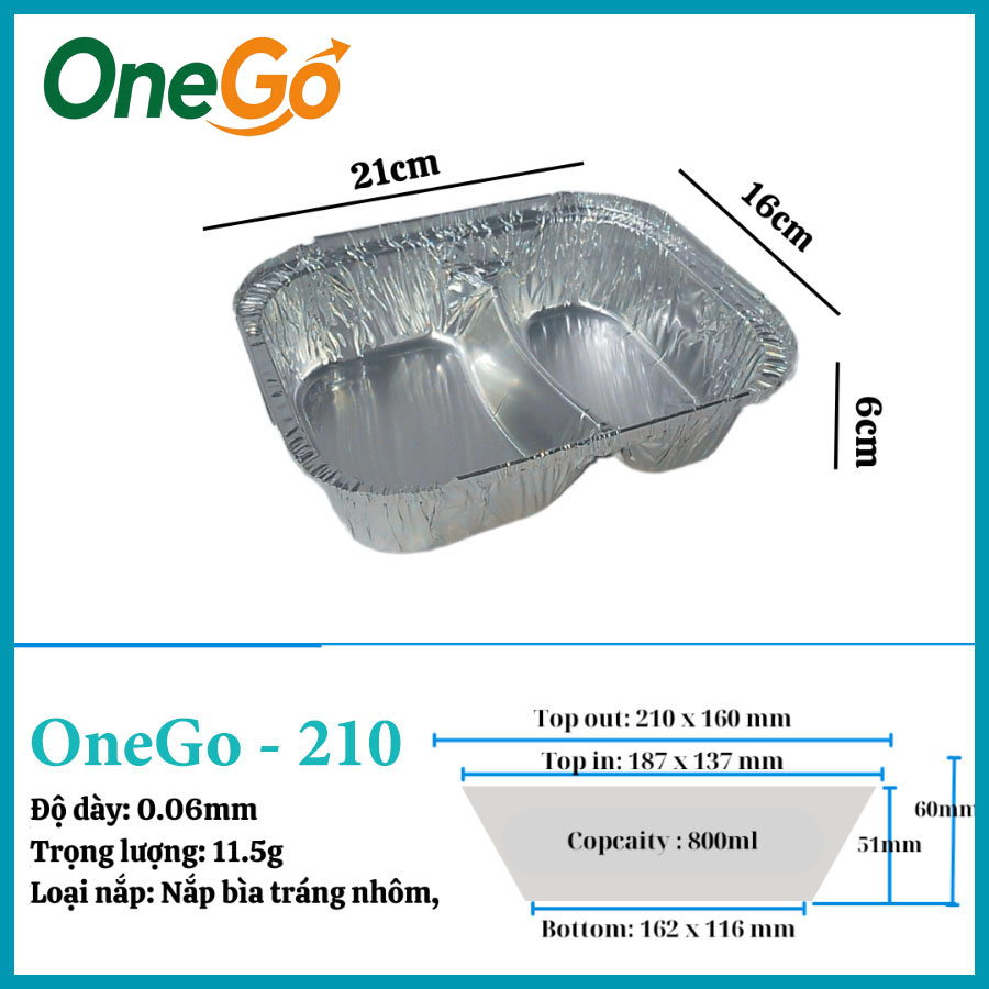 Khay giấy bạc đựng cơm gà 2 ngăn