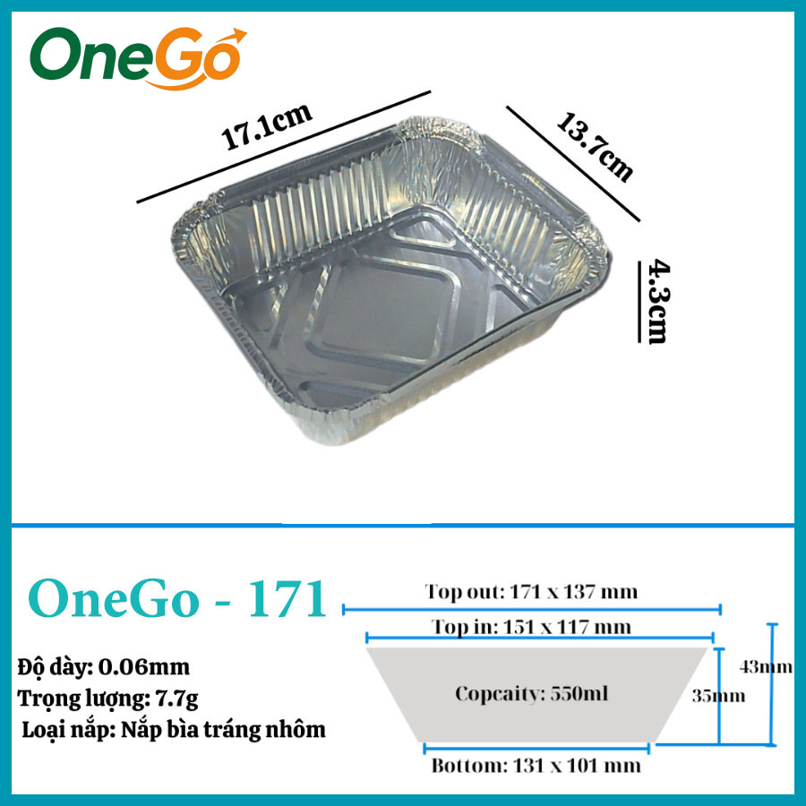 Hộp nhôm thực phẩm 550ml