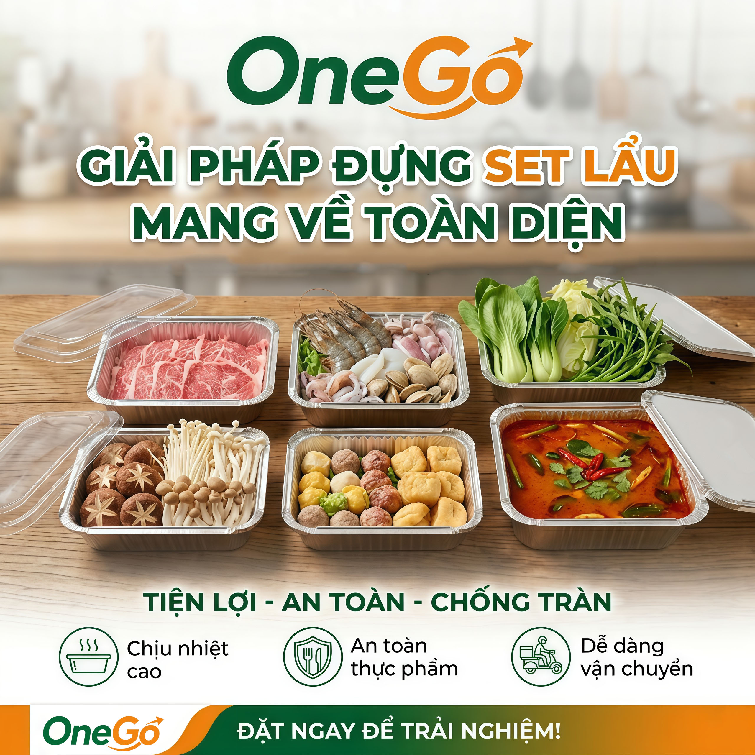 Khay nhôm đựng set lẩu OneGo