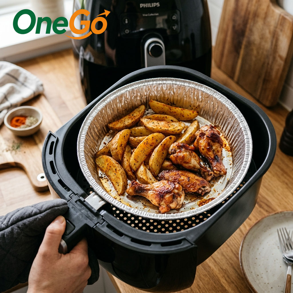 Khay giấy bạc lót nồi chiên không dầu