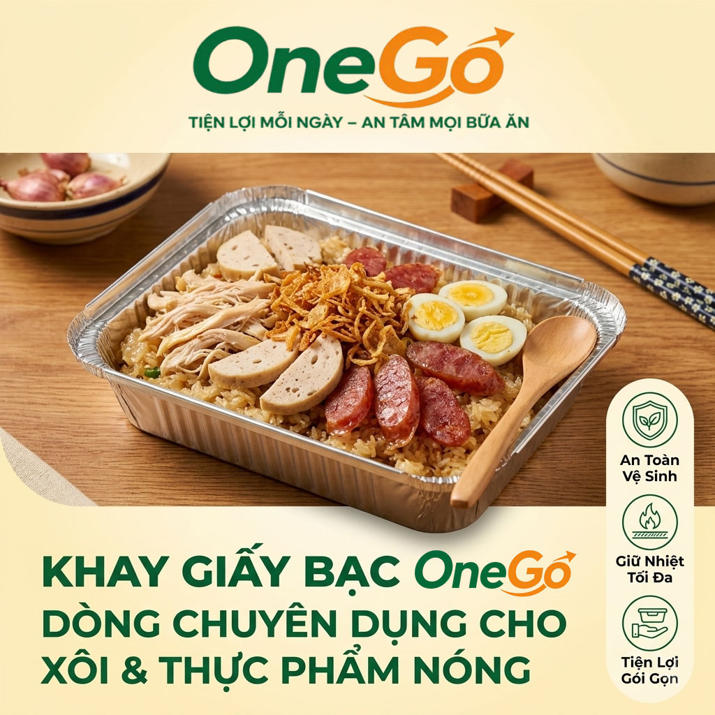Khay giấy bạc đựng xôi 