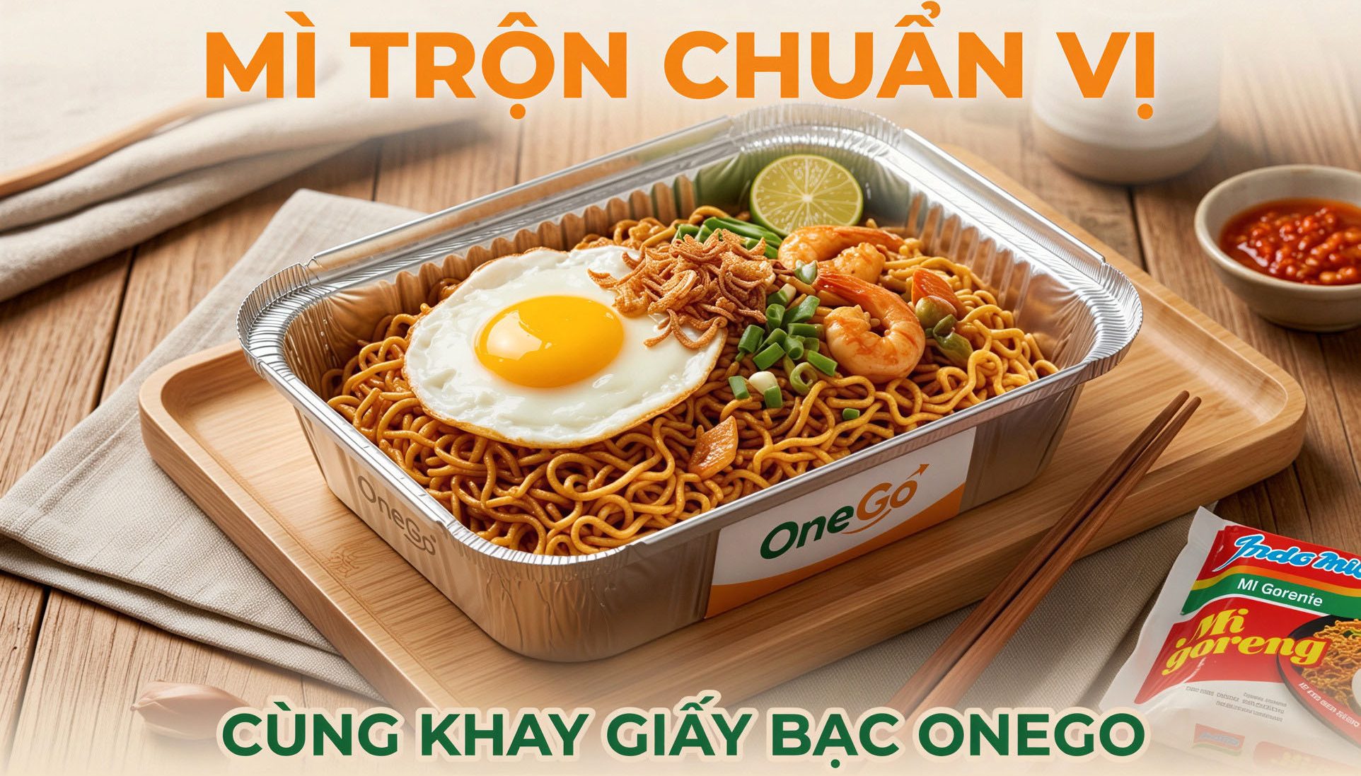 Khay giấy bạc đựng mì trộn Indomie