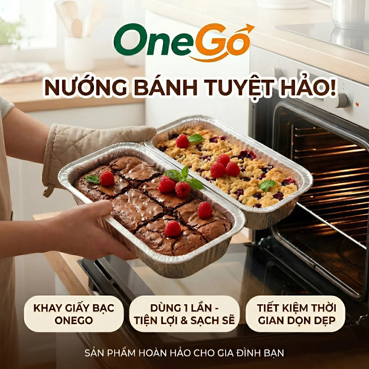 Khay giấy bạc nướng bánh OneGo