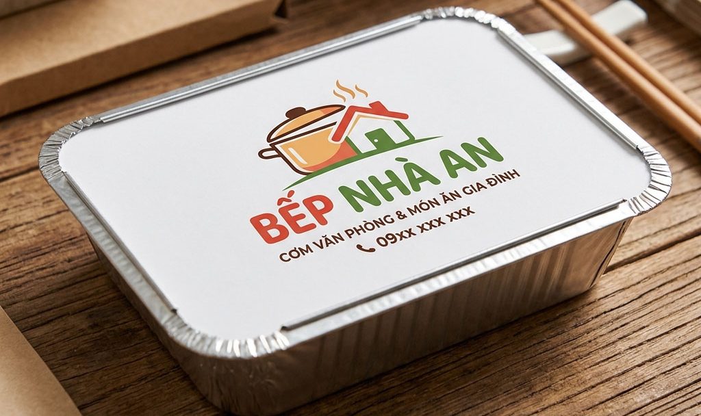 In logo thương hiệu lên nắp bìa tráng nhôm