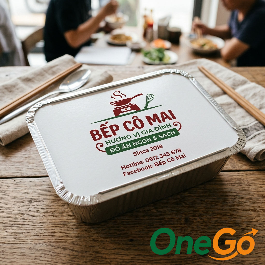 In logo thương hiệu lên nắp bìa tráng nhôm