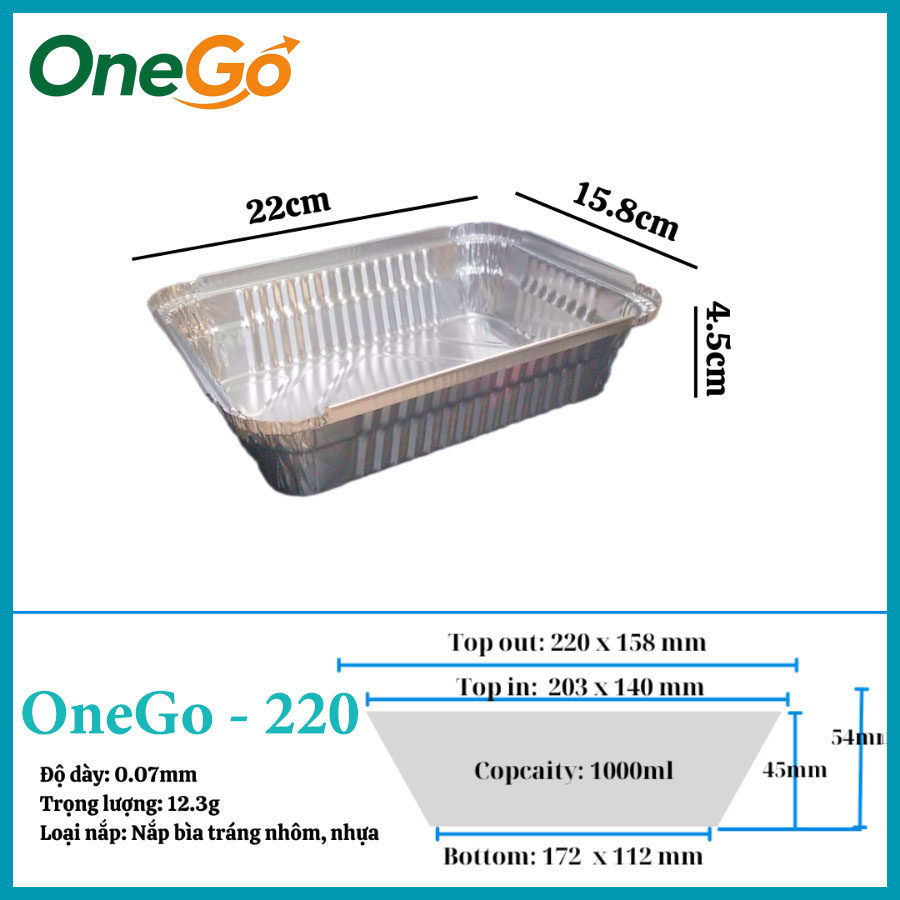 Khay giấy bạc hình chữ nhật 1000ml