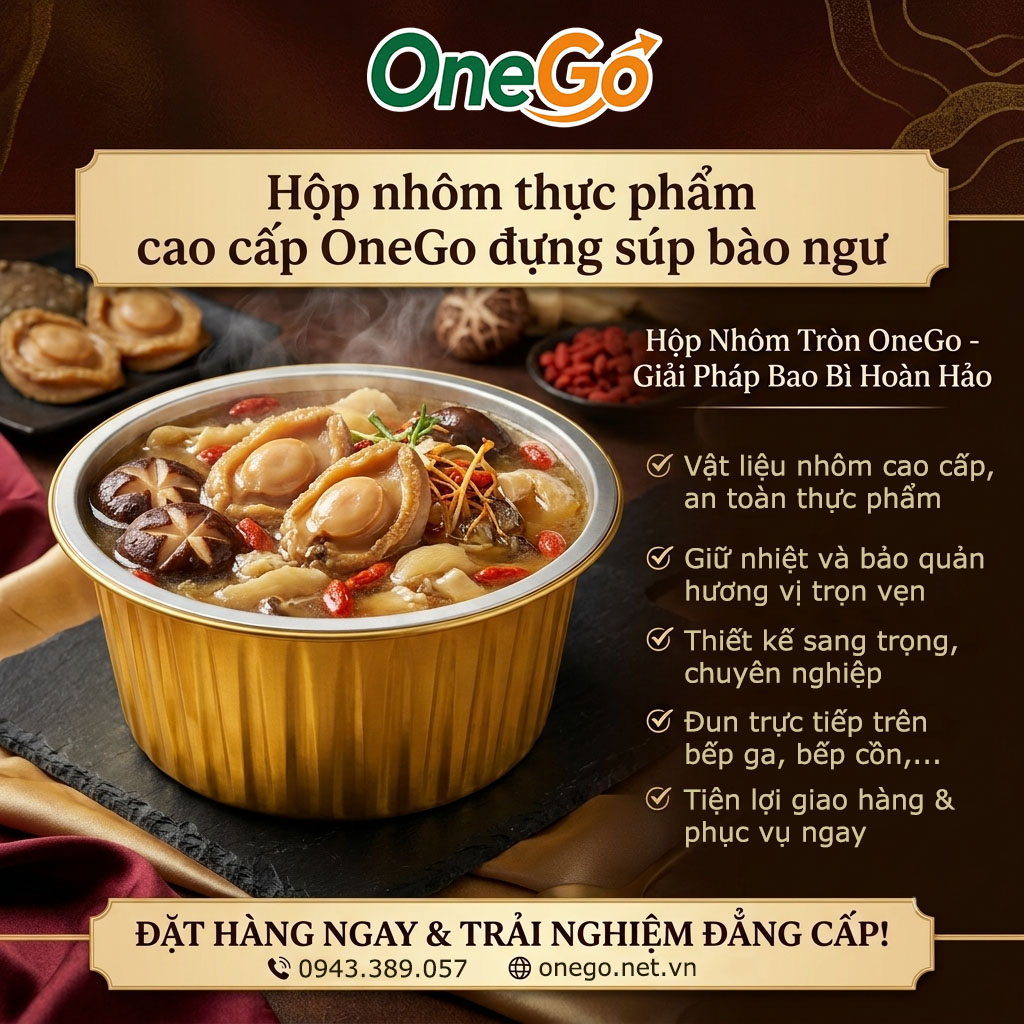 Hộp nhôm tròn đựng súp bào ngư