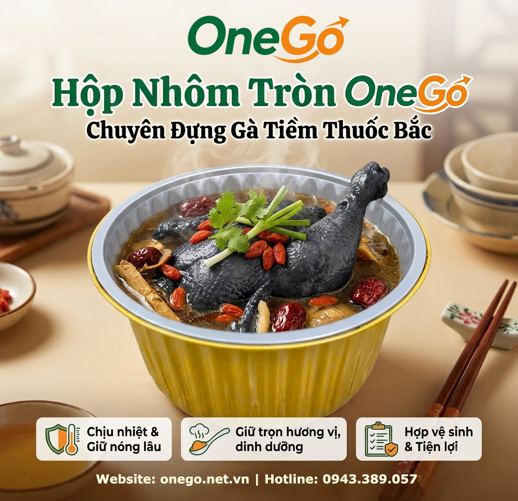 Hộp nhôm tròn đựng gà tiềm thuốc bắc