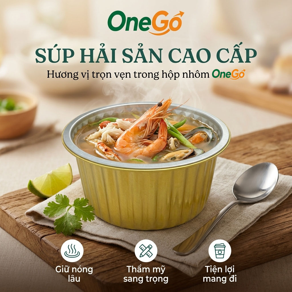 Hộp nhôm tròn đựng súp hải sản