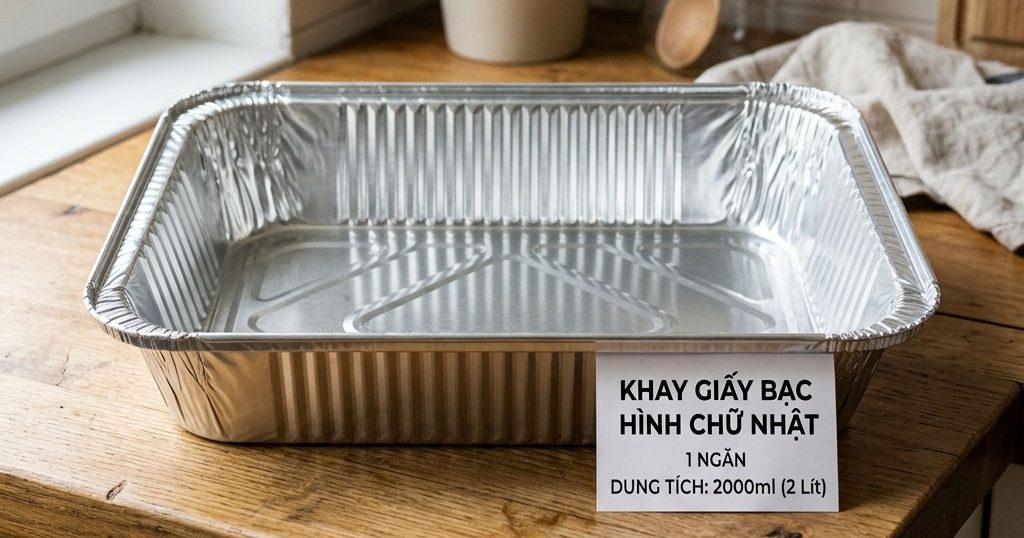 Khay giấy bạc hình chữ nhật 2000ml