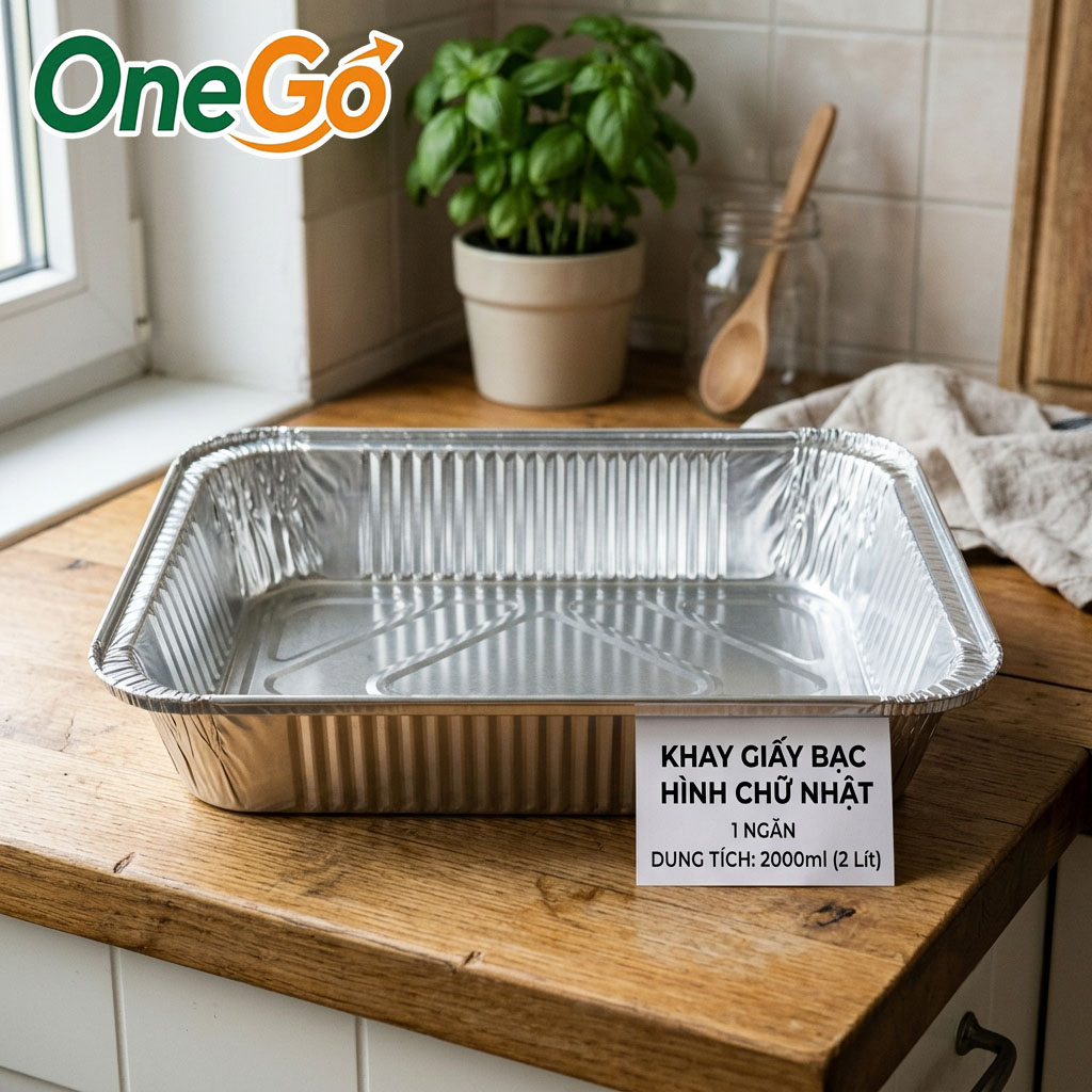 Khay giấy bạc hình chữ nhật 2000ml