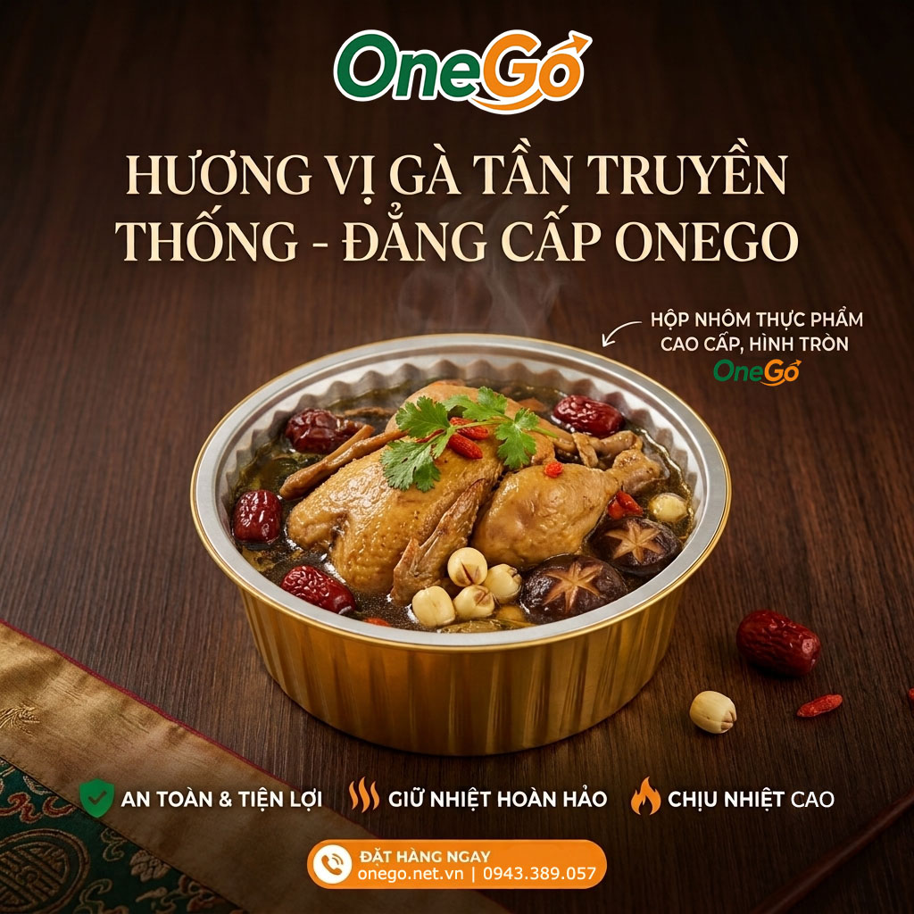 Hộp nhôm tròn đựng gà tần