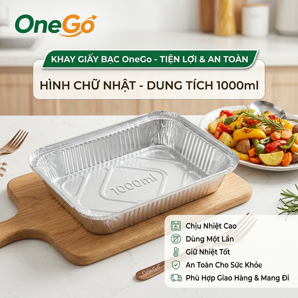 Khay giấy bạc hình chữ nhật 1000ml