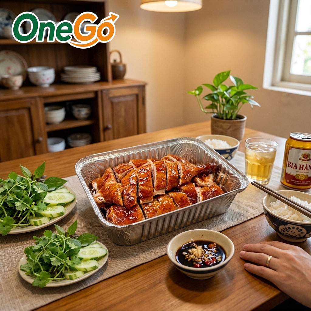 Khay giấy bạc đựng vịt nguyên con