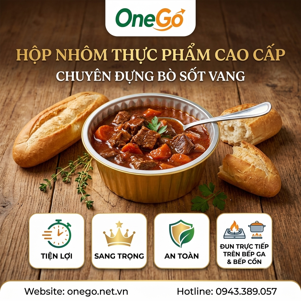 Hộp nhôm đựng bò sốt vang